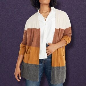 Madewell Kent Color Block Knit Long Cardigan Sweater